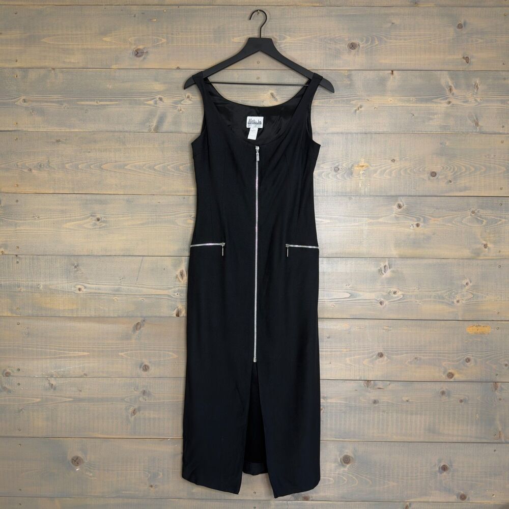 Vintage 80s-90s Citi Dress Zip Front Sleeveless Dress Size 8